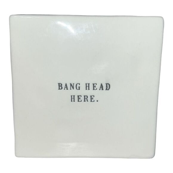 Rae Dunn Farmhouse Desk Plaque, Typeset Print "Bang Head Here", "Stress Reductio - Picture 3 of 3
